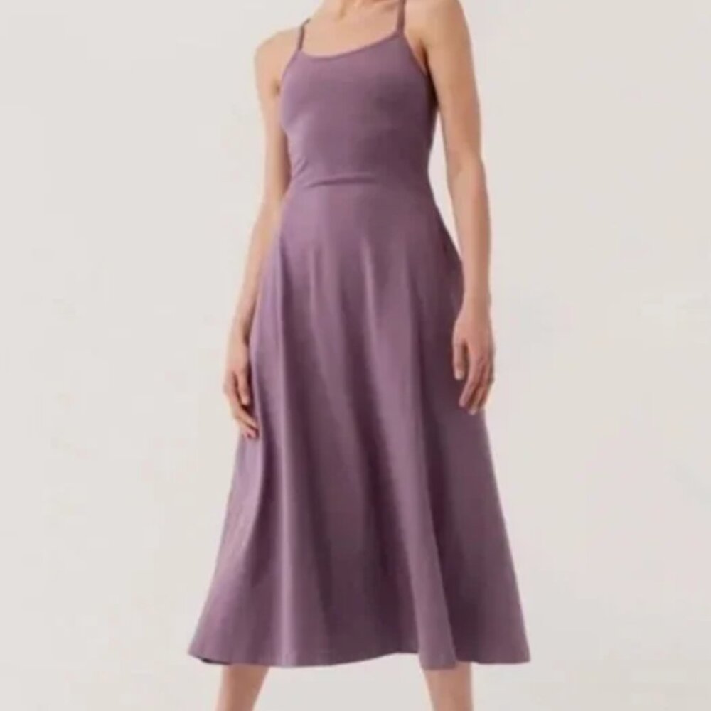 Pact fit and flare midi dress, mauve purple size L